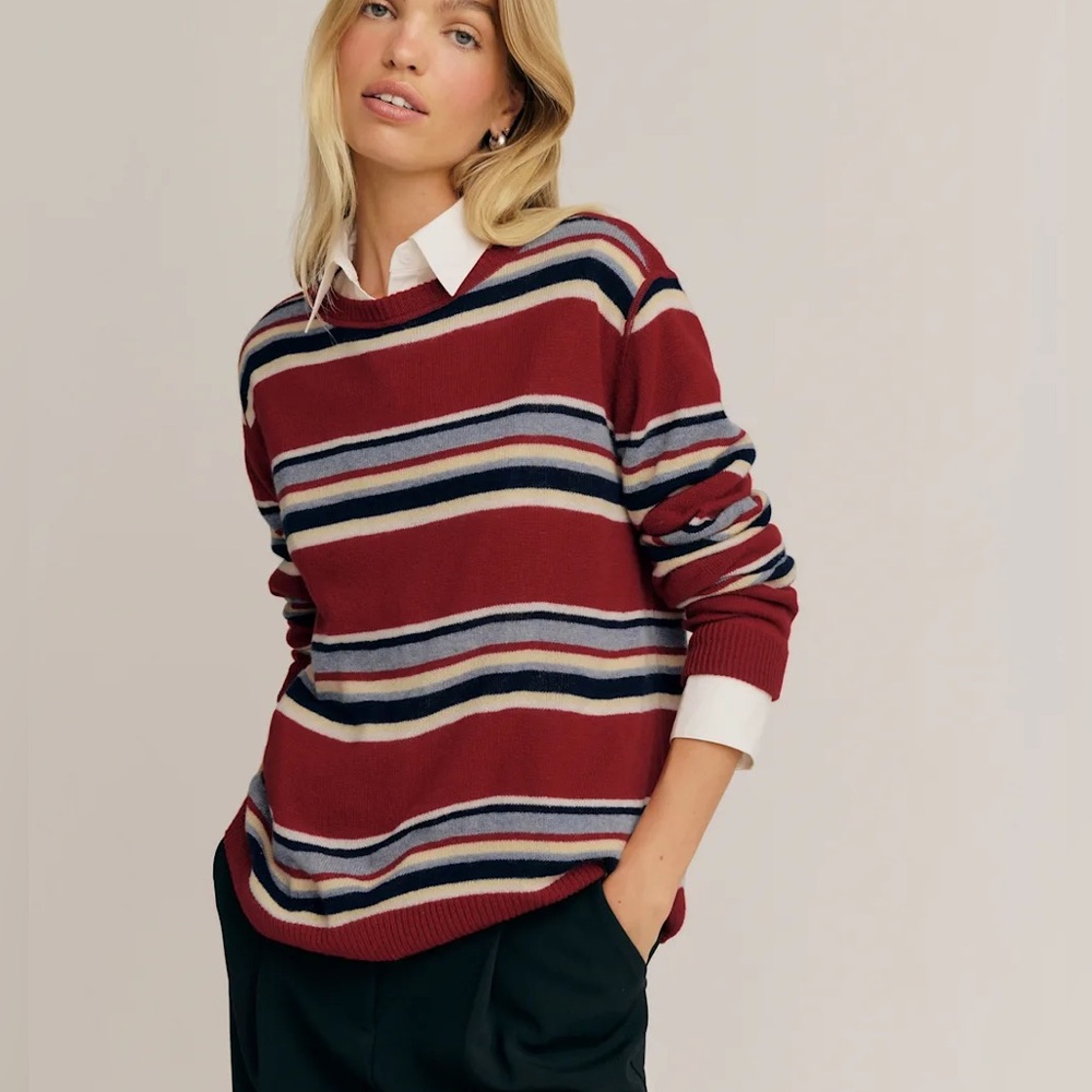 Reformation cashmere boyfriend sweater - crimson stripe